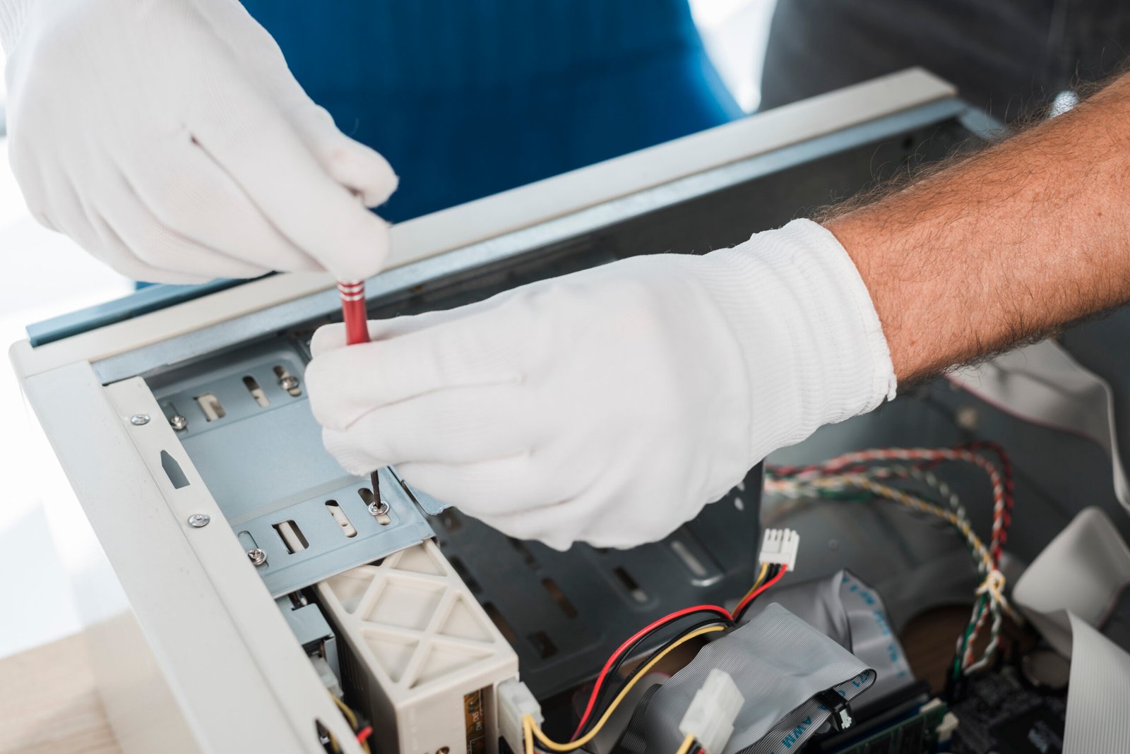 Close-up of air conditioner being cleaned