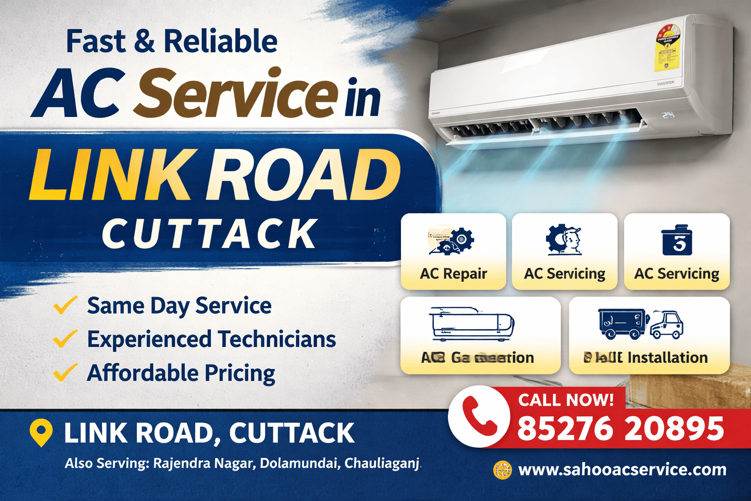Same Day AC Repair Service in Link Road Cuttack – Split AC Cooling Service & Installation